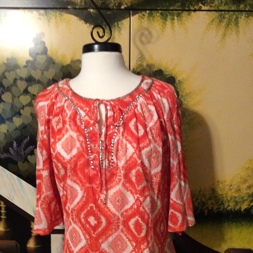 Orange and White Top by Notations.